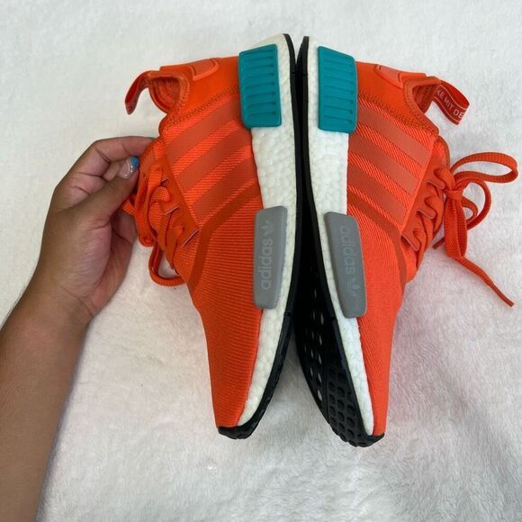 Adidas NMD R1 Orange Lace Up Sneakers 9 Men NEW - Picture 6 of 8